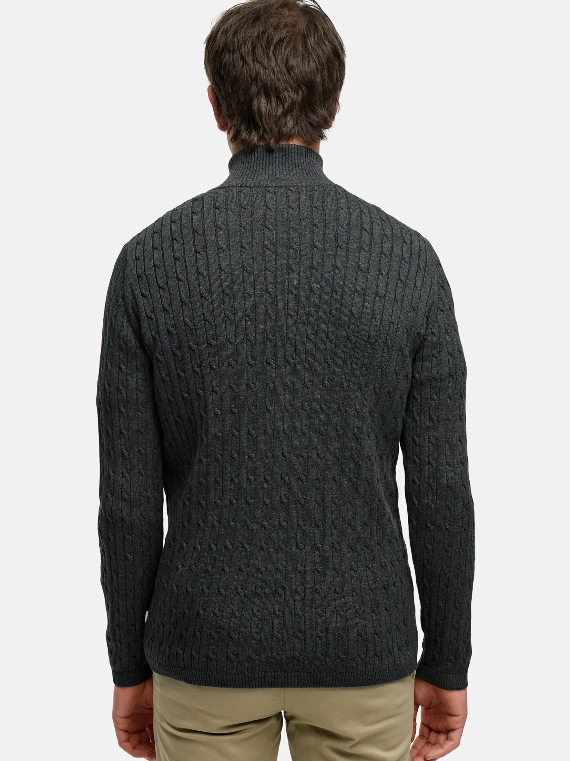 Kronstadt Herren Strickpullover - KSCable Half-Zip in anthrazit