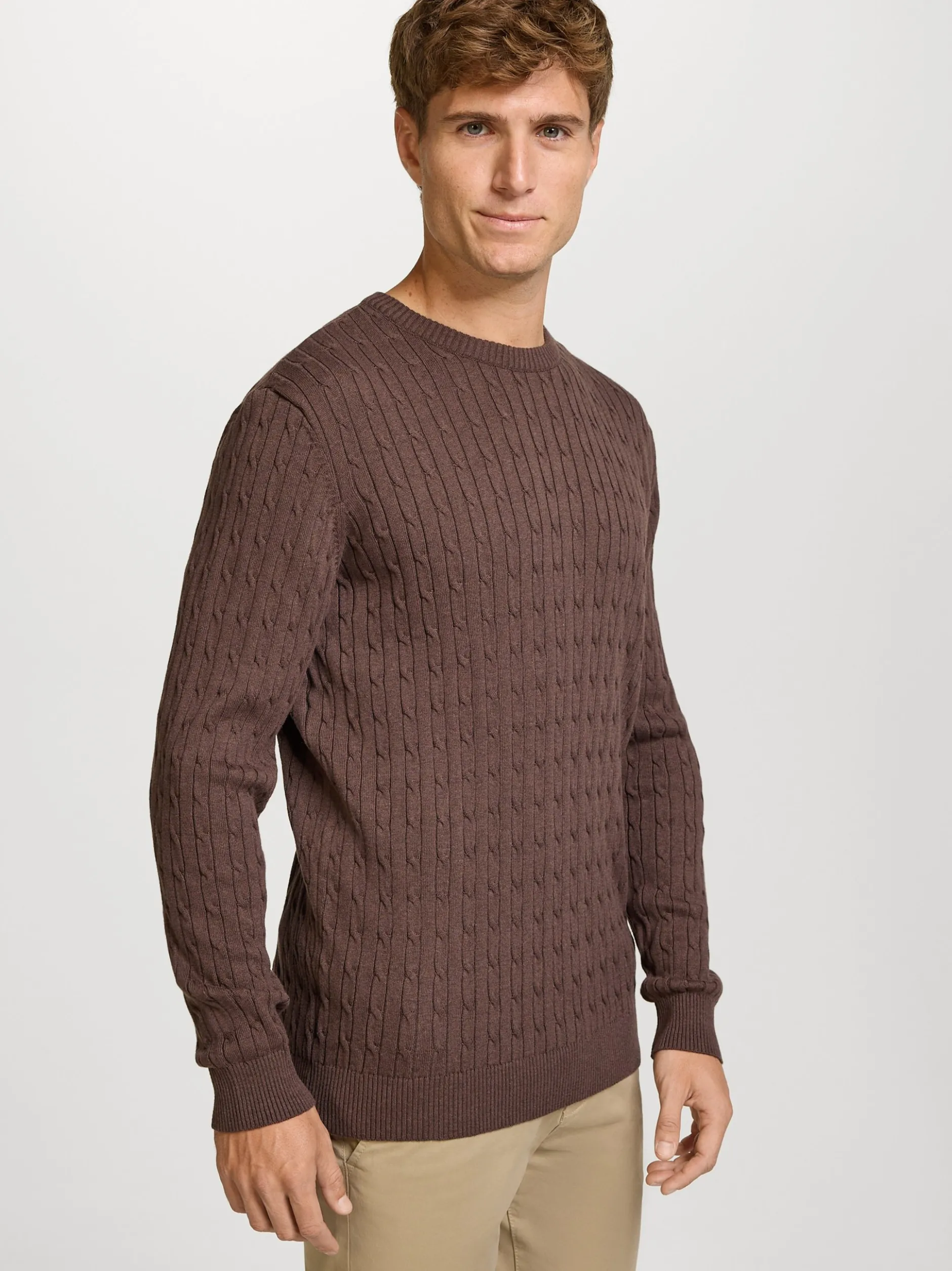 Kronstadt Herren Strickpullover - KSCable in braun