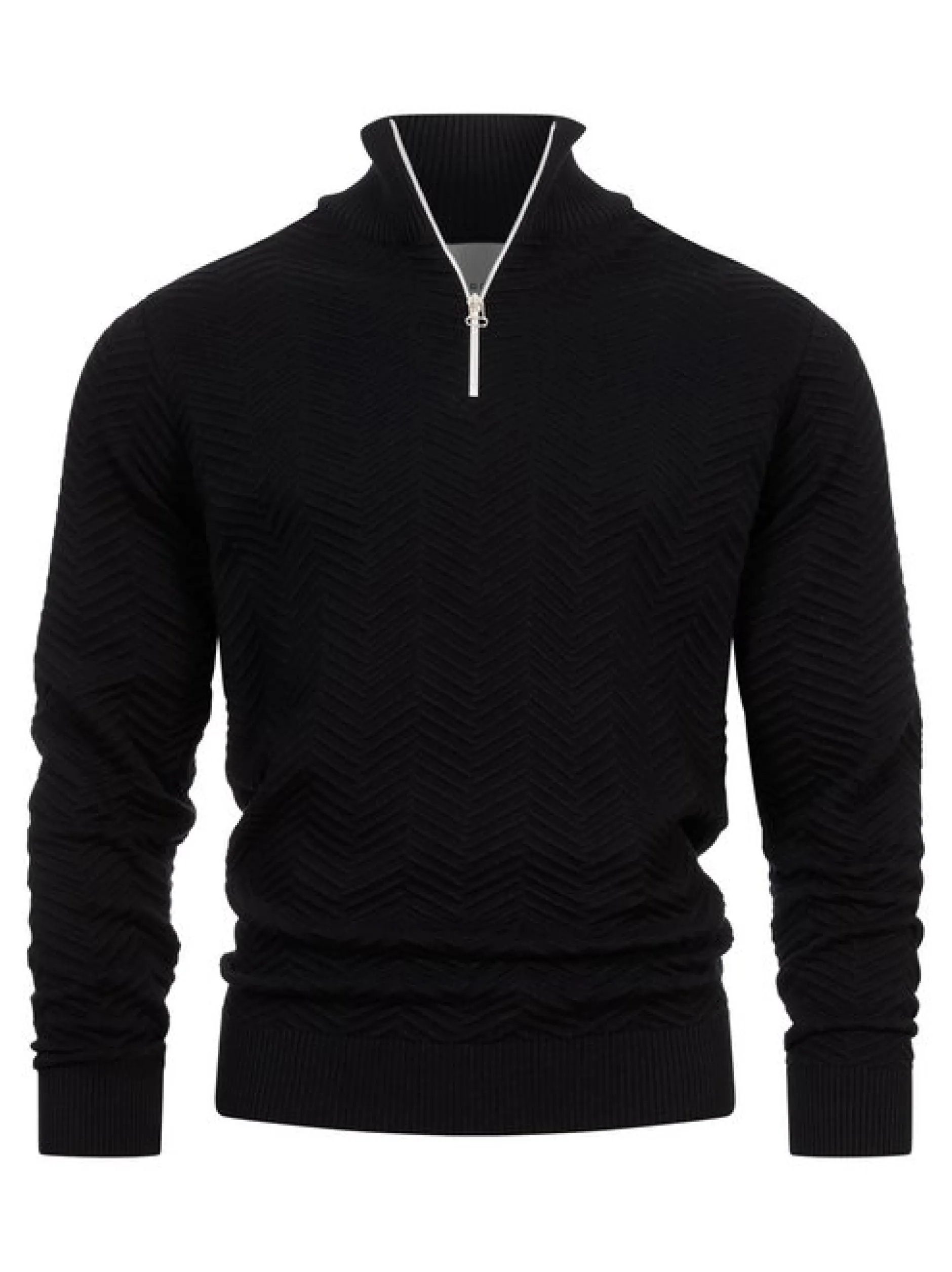 Kronstadt Herren Strickpullover - KSCarlo Half-Zip in schwarz