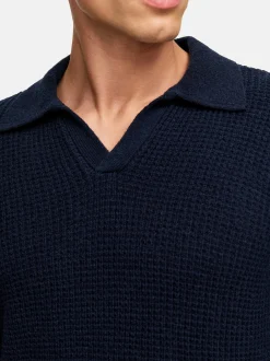 Kronstadt Herren Strickpullover - KSCrombie polo knit in blau