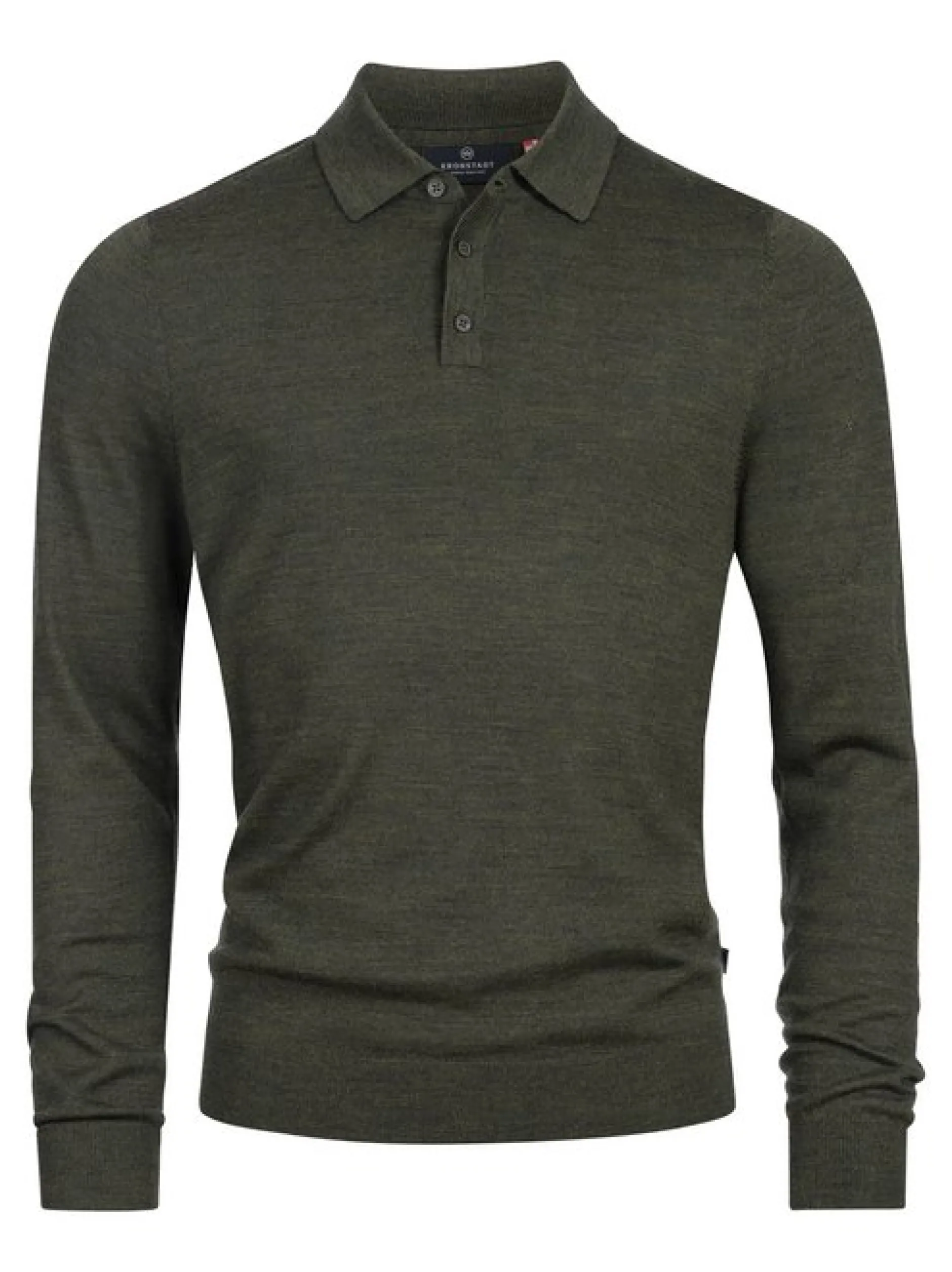 Kronstadt Herren Strickpullover - KSJohannes merino polo knit in khaki mehrfarbig