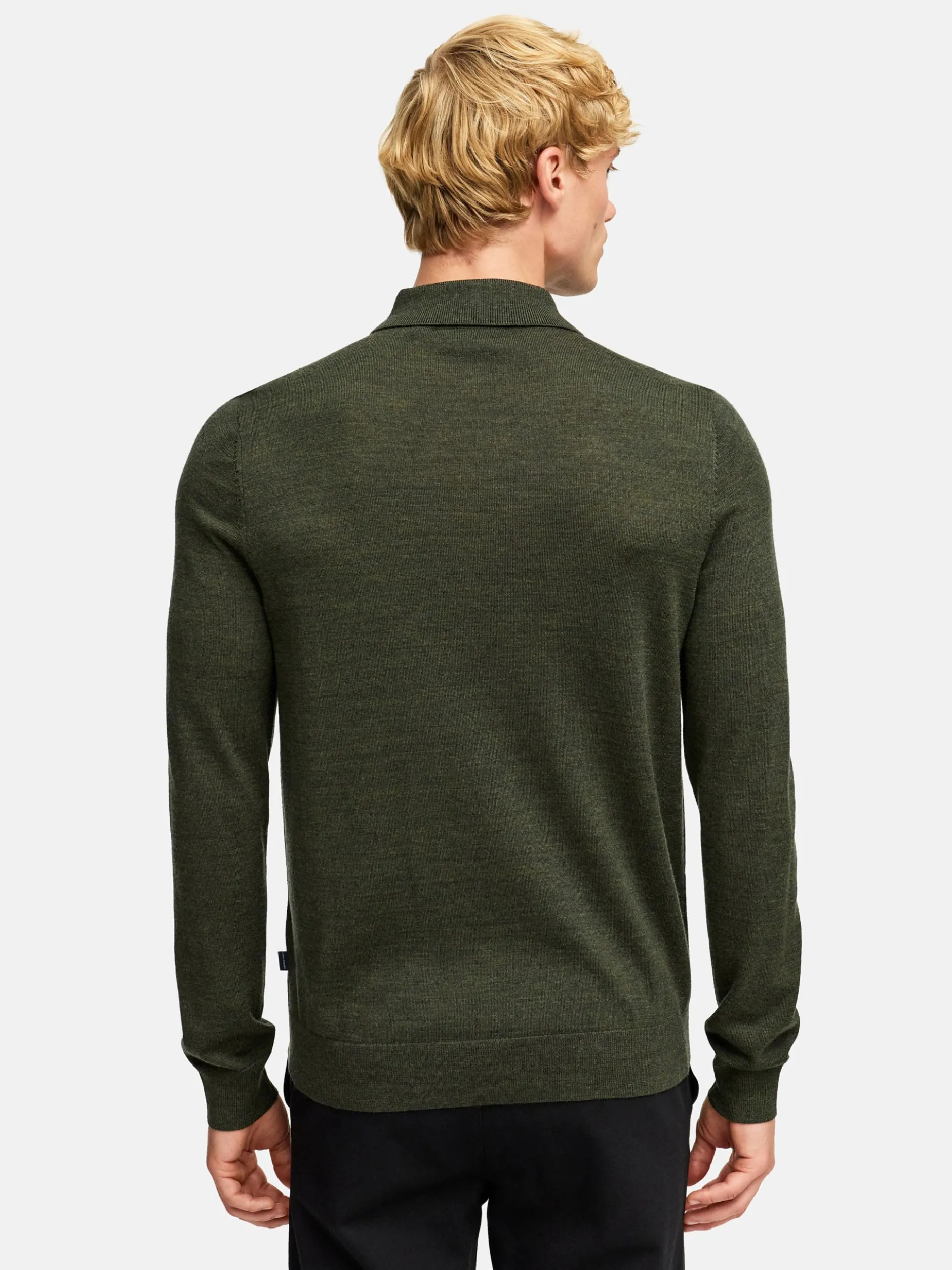 Kronstadt Herren Strickpullover - KSJohannes merino polo knit in khaki mehrfarbig