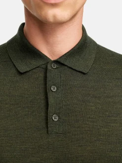 Kronstadt Herren Strickpullover - KSJohannes merino polo knit in khaki mehrfarbig