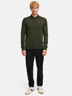 Kronstadt Herren Strickpullover - KSJohannes merino polo knit in khaki mehrfarbig