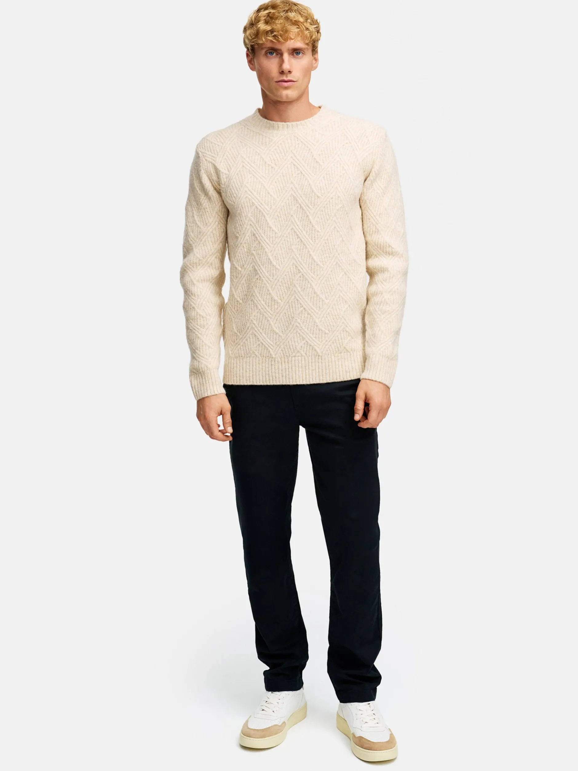 Kronstadt Herren Strickpullover - KSPollard Crew Neck in beige