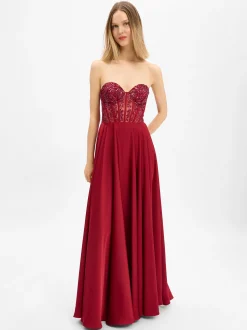 Laona Damen Abendkleid in bordeaux - Ärmel: ohne Arm