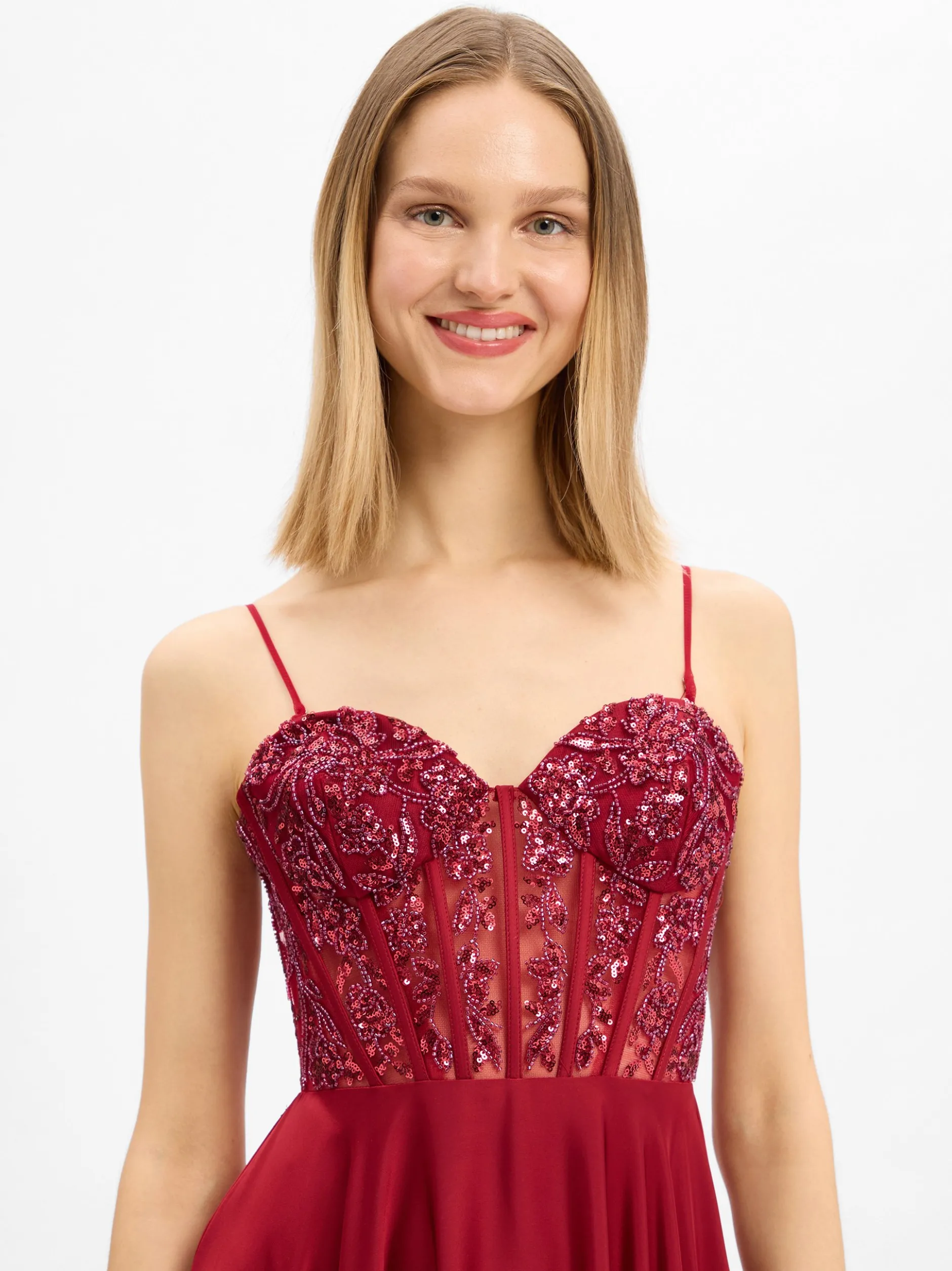 Laona Damen Abendkleid in bordeaux - Ärmel: ohne Arm