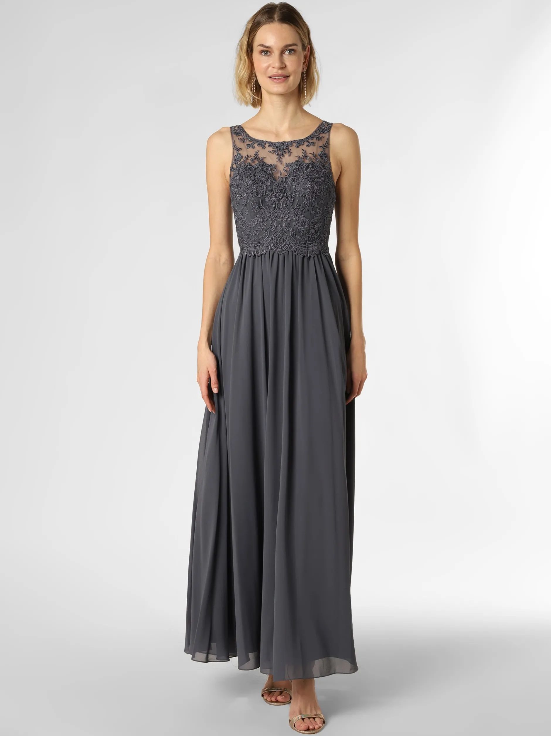 Laona Damen Abendkleid in grau blau - Länge: lang