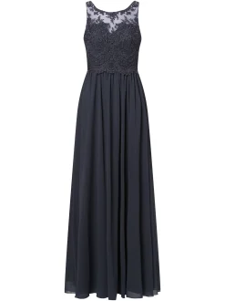 Laona Damen Abendkleid in grau blau - Länge: lang