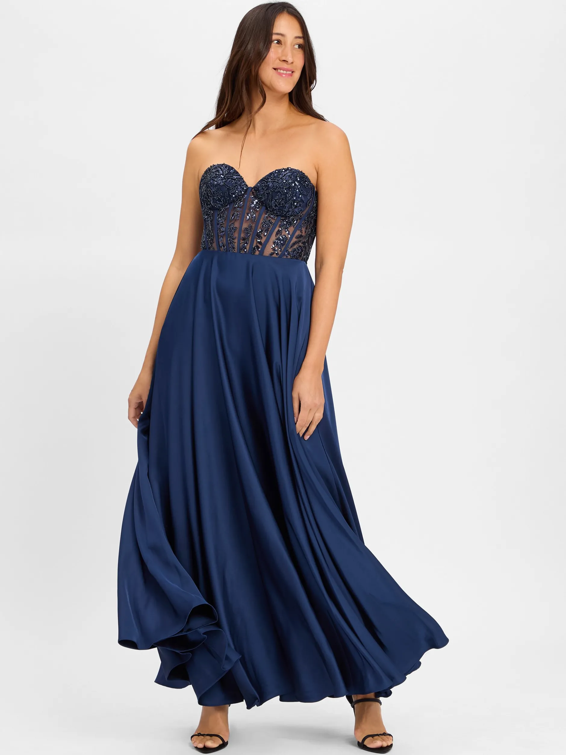 Laona Damen Abendkleid in marine - Ärmel: ohne Arm