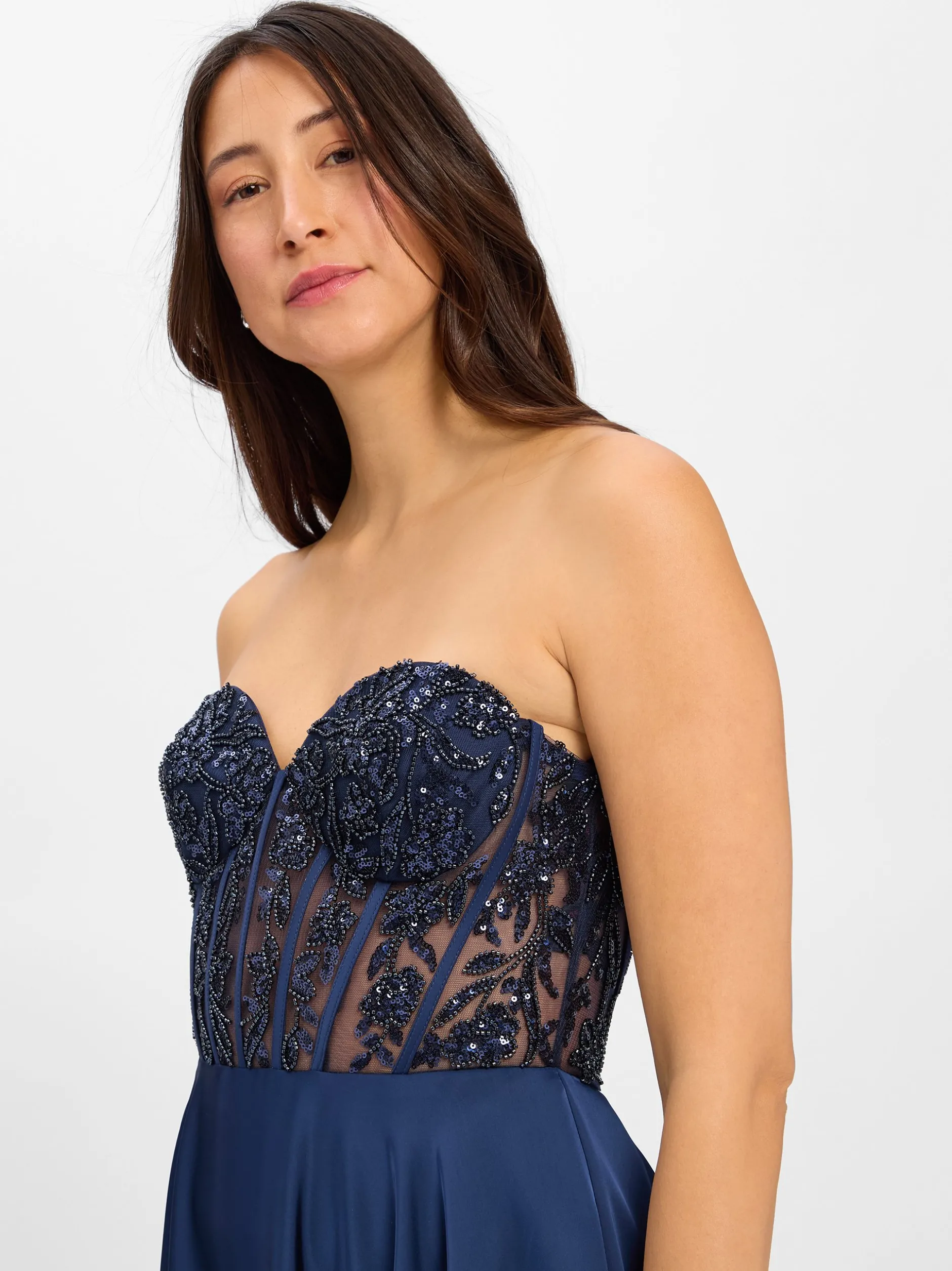 Laona Damen Abendkleid in marine - Ärmel: ohne Arm