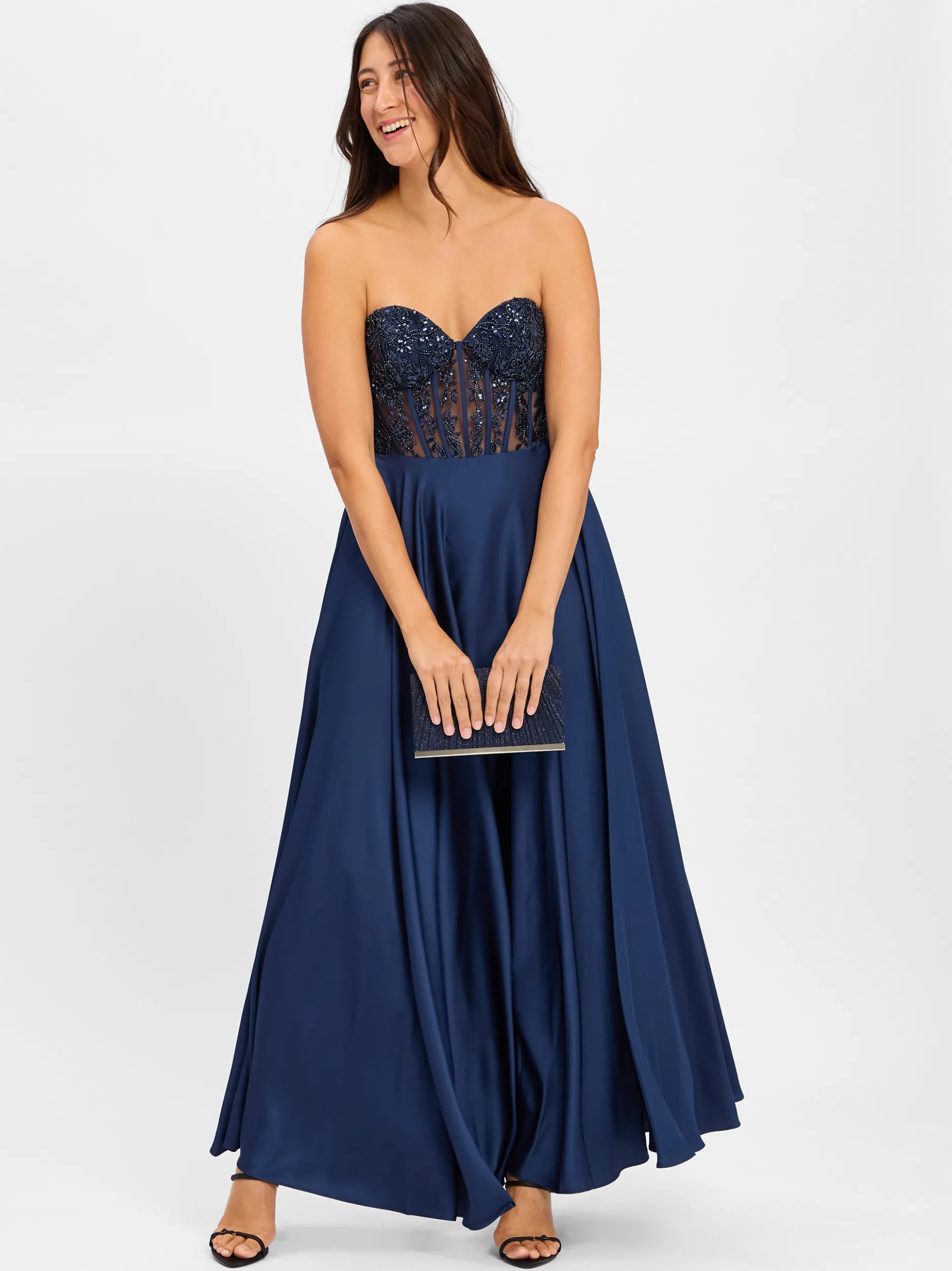 Laona Damen Abendkleid in marine - Ärmel: ohne Arm