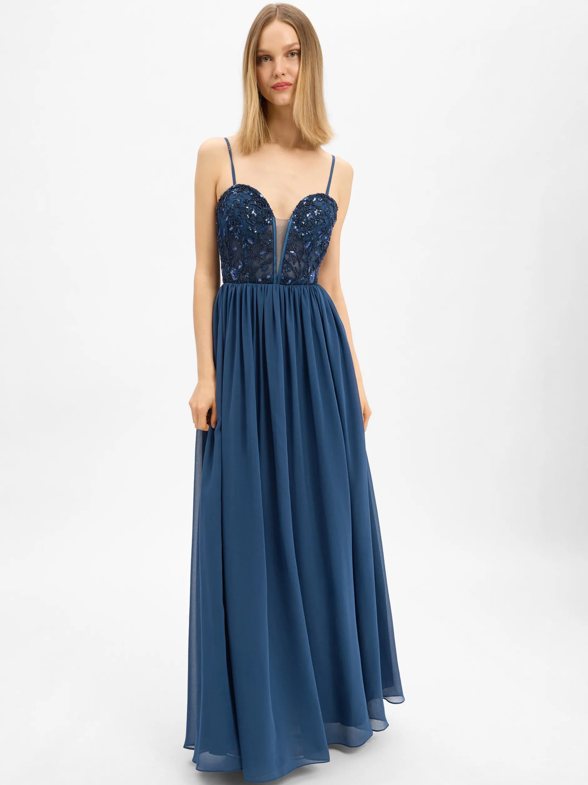 Laona Damen Abendkleid in marine - Ärmel: ohne Arm