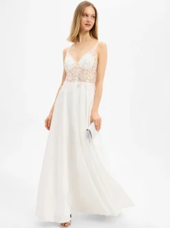 Laona Damen Abendkleid in weiß - Ärmel: ohne Arm