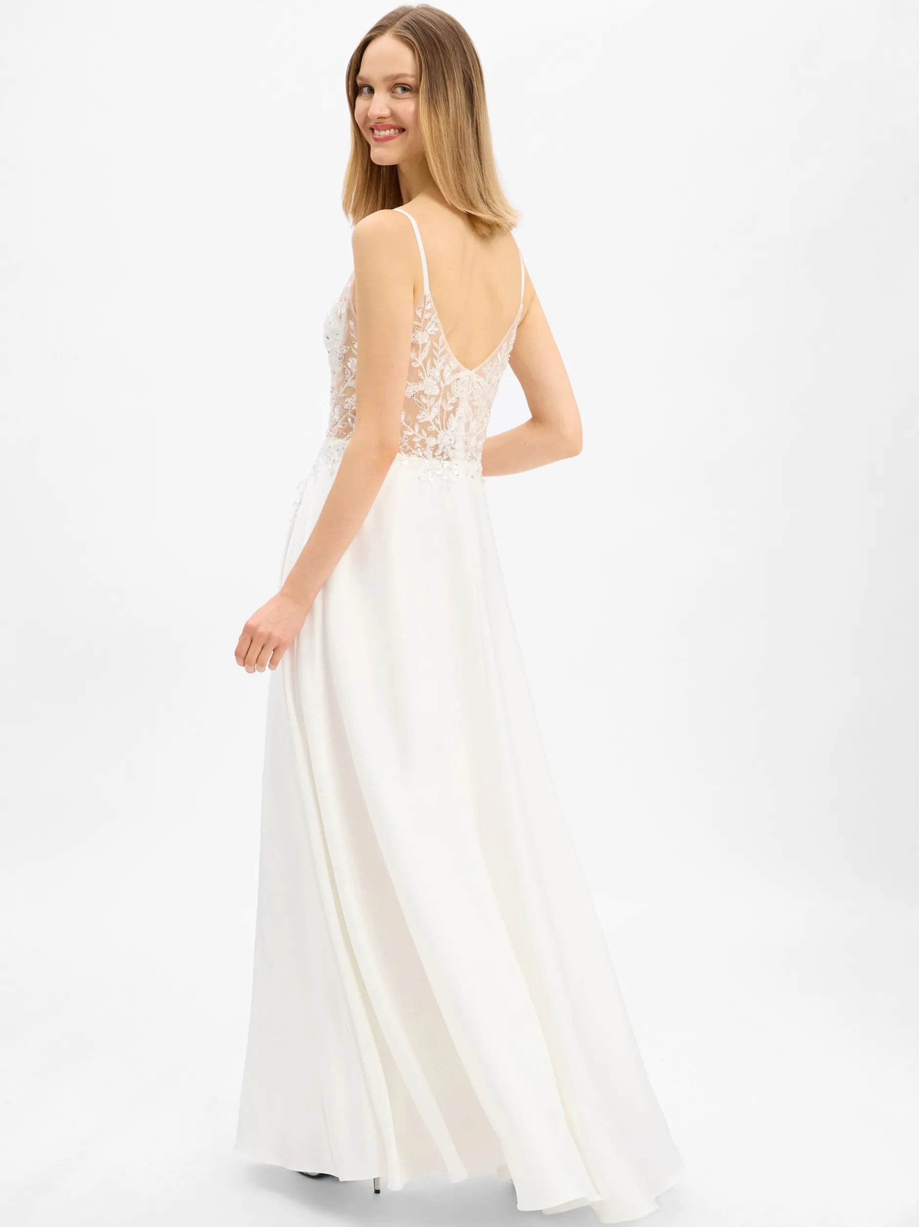 Laona Damen Abendkleid in weiß - Ärmel: ohne Arm