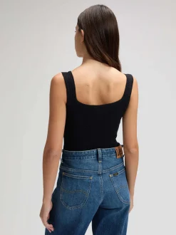 Lee Damen Top - Knitted in schwarz - Ärmel: ohne Arm