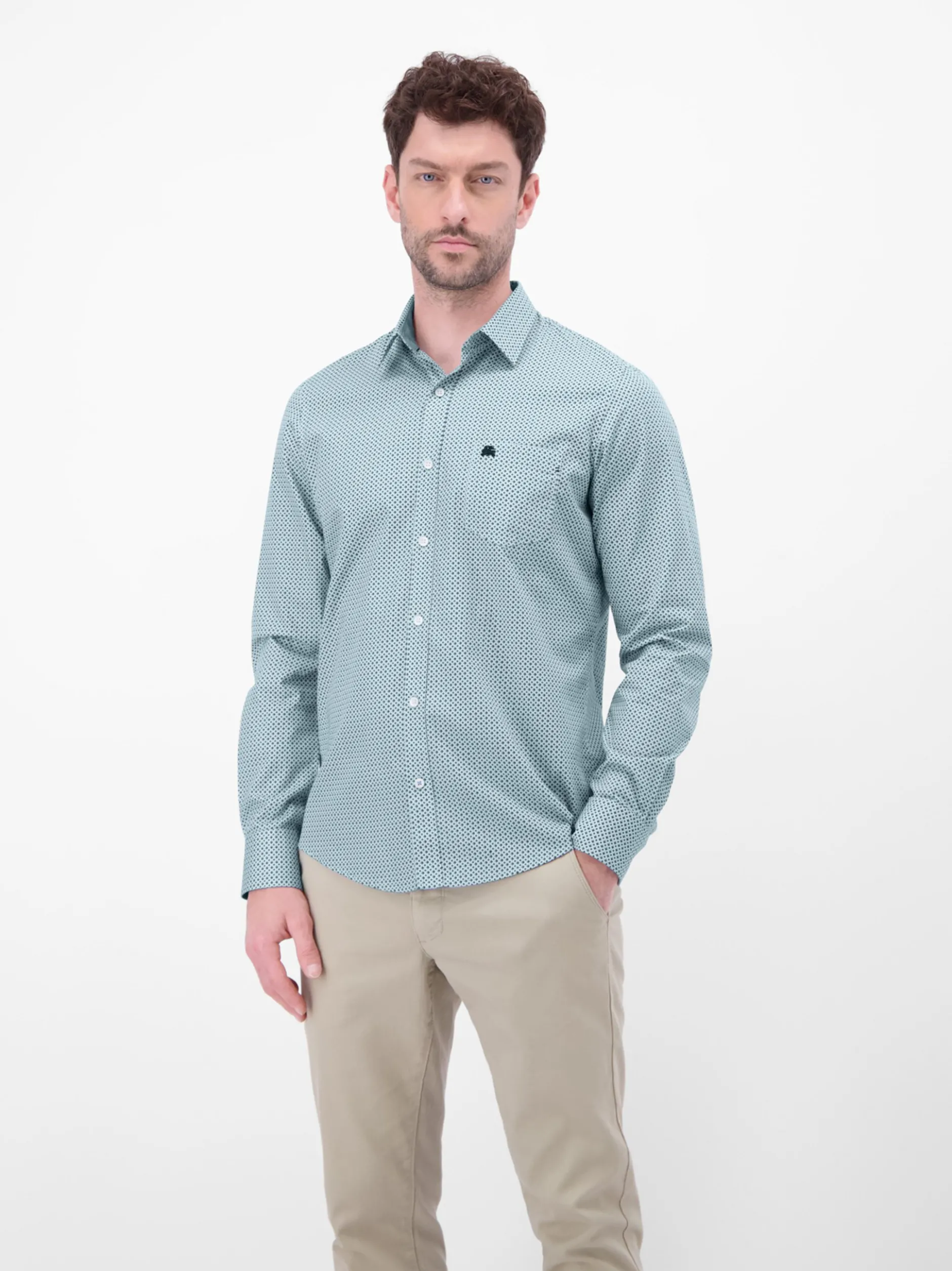 LERROS Herren Langarmhemd in blau