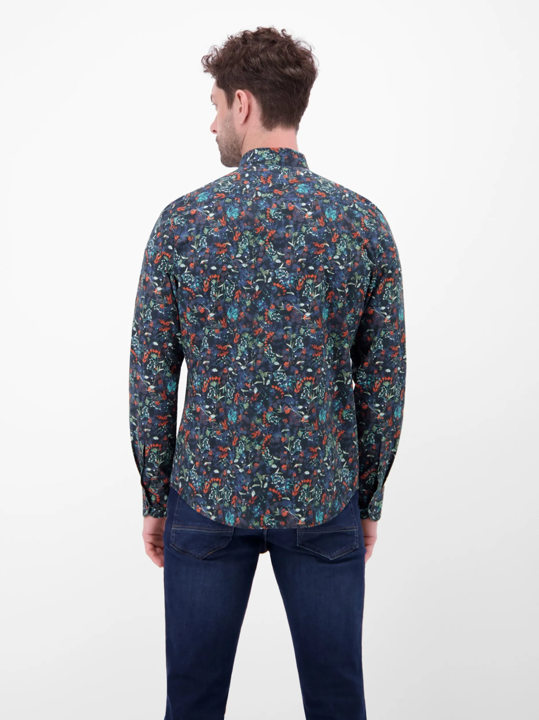 LERROS Herren Langarmhemd in blau