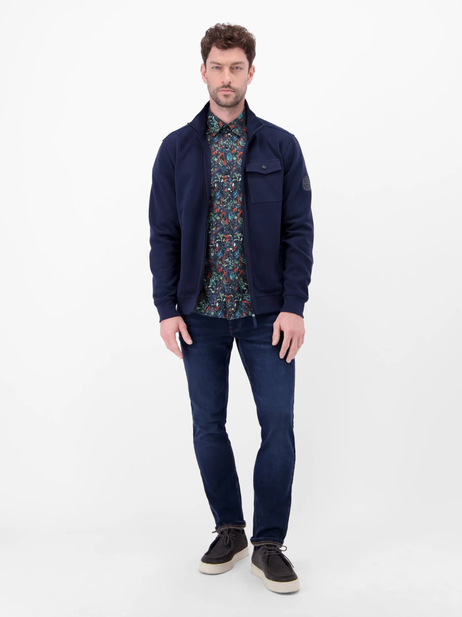 LERROS Herren Langarmhemd in blau
