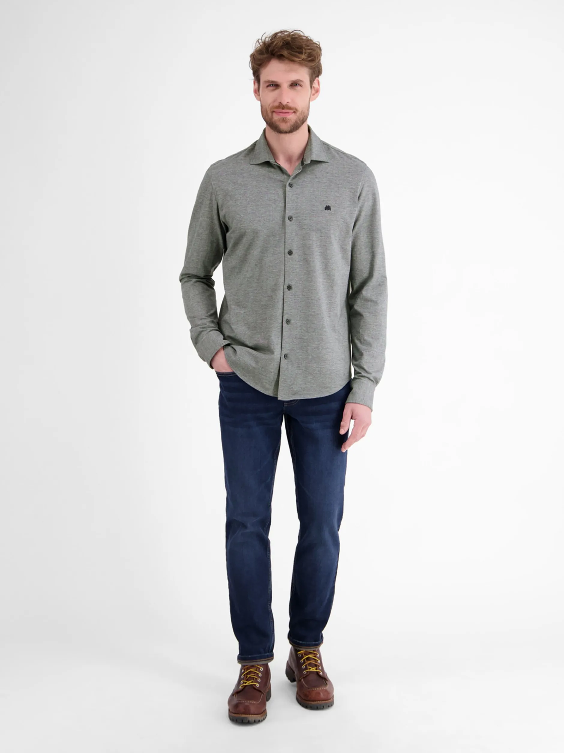 LERROS Herren Langarmhemd in blau