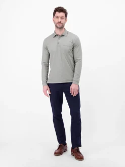 LERROS Herren Langarm-Poloshirt in grau