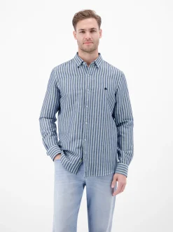 LERROS Herren Leinenhemd in blau