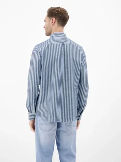 LERROS Herren Leinenhemd in blau