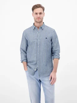 LERROS Herren Leinenhemd in blau