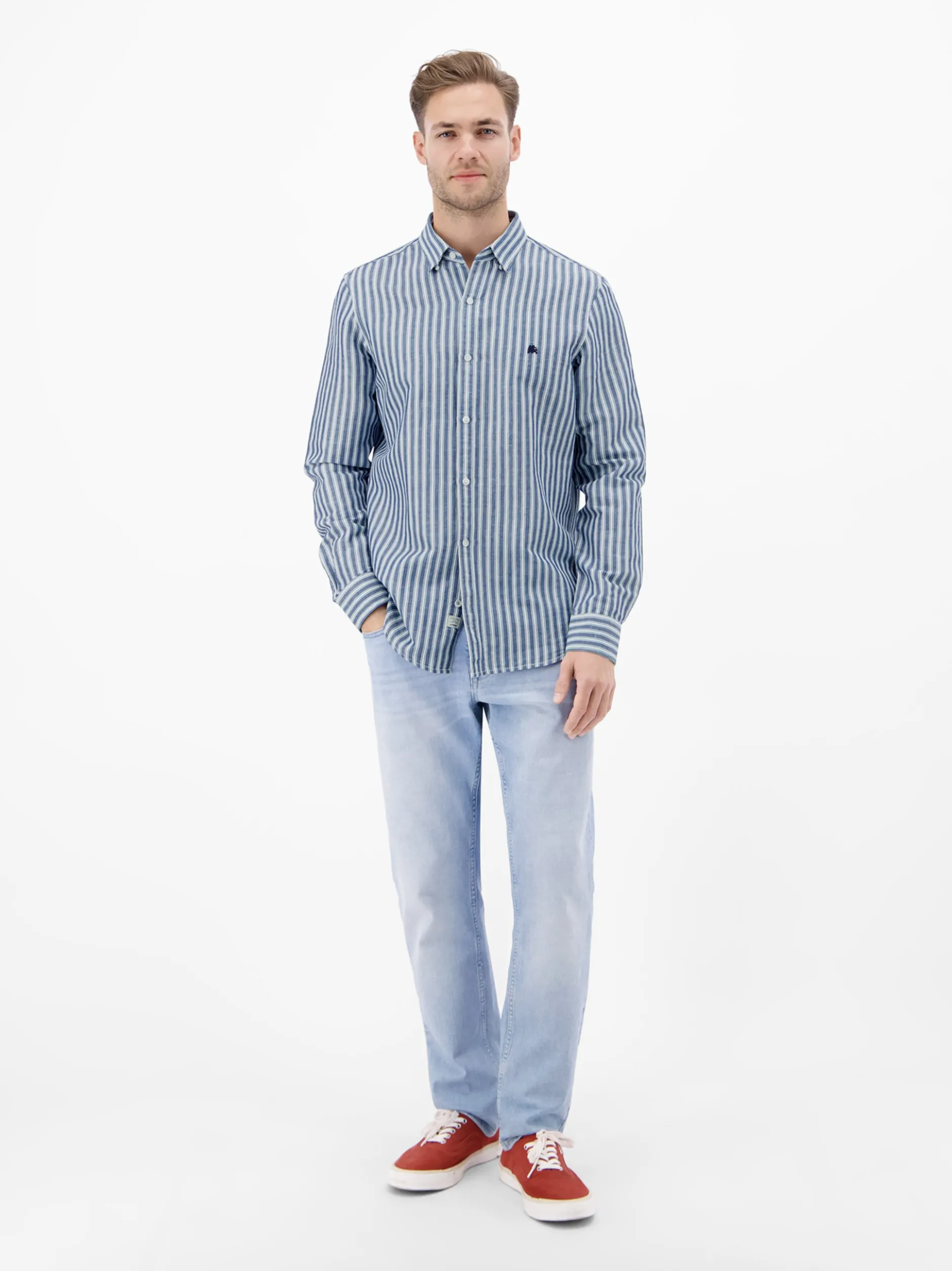 LERROS Herren Leinenhemd in blau