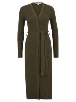 Les Lunes Damen Jerseykleid in grün - Länge: midi