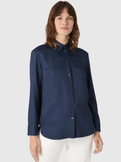 Les Lunes Damen Langbluse in blau - Ärmel: langarm