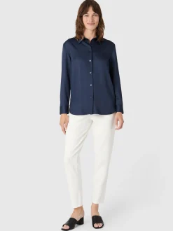 Les Lunes Damen Langbluse in blau - Ärmel: langarm
