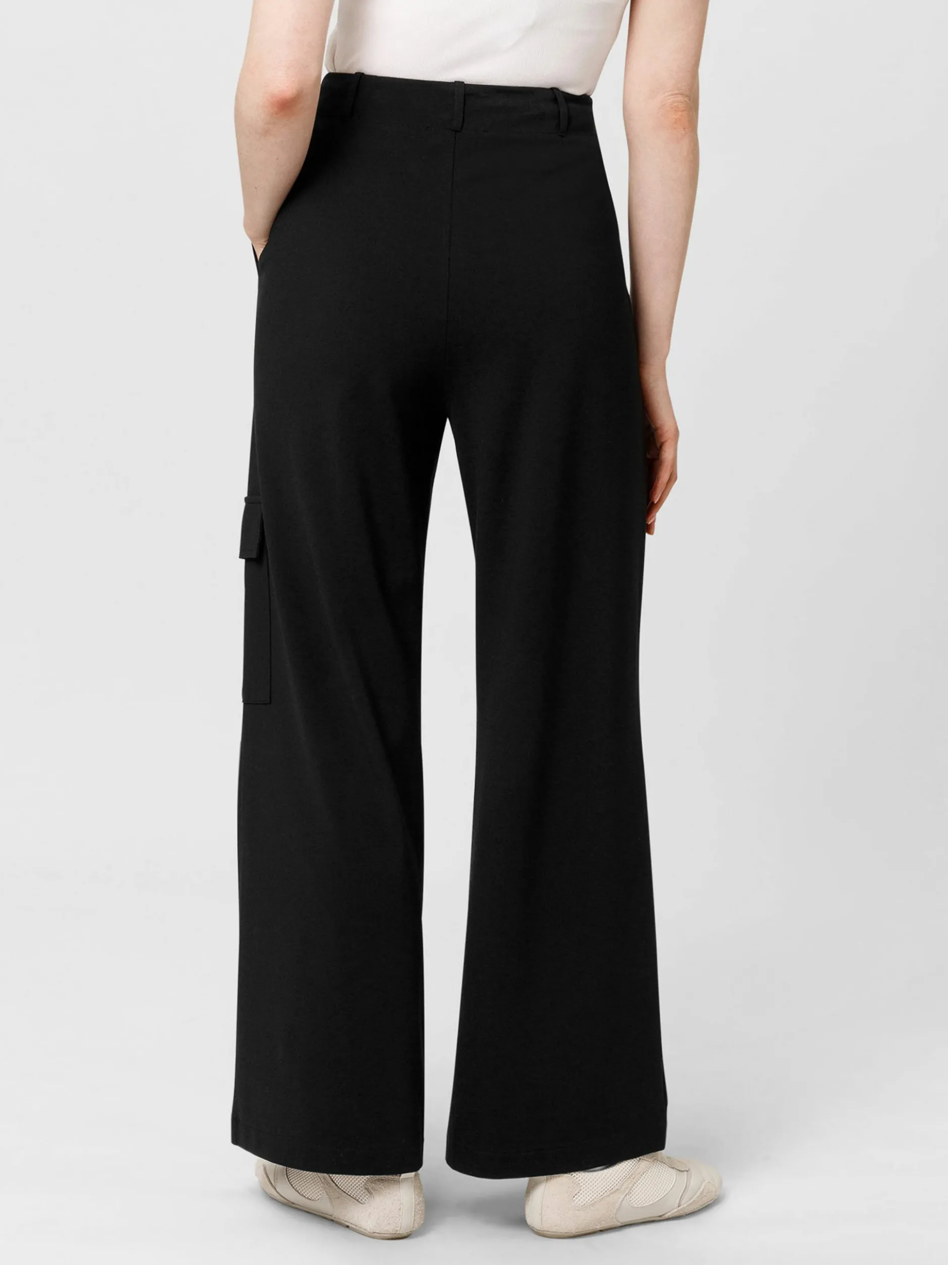 Les Lunes Damen lange Cargohose in schwarz