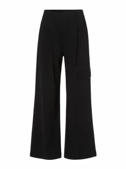 Les Lunes Damen lange Cargohose in schwarz