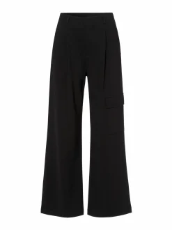 Les Lunes Damen lange Cargohose in schwarz