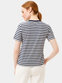 Les Lunes Damen T-Shirt in blau - Ausschnitt: Rundhals