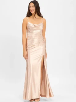 Luxuar Fashion Damen Abendkleid in beige gold