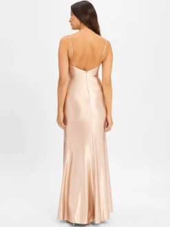 Luxuar Fashion Damen Abendkleid in beige gold