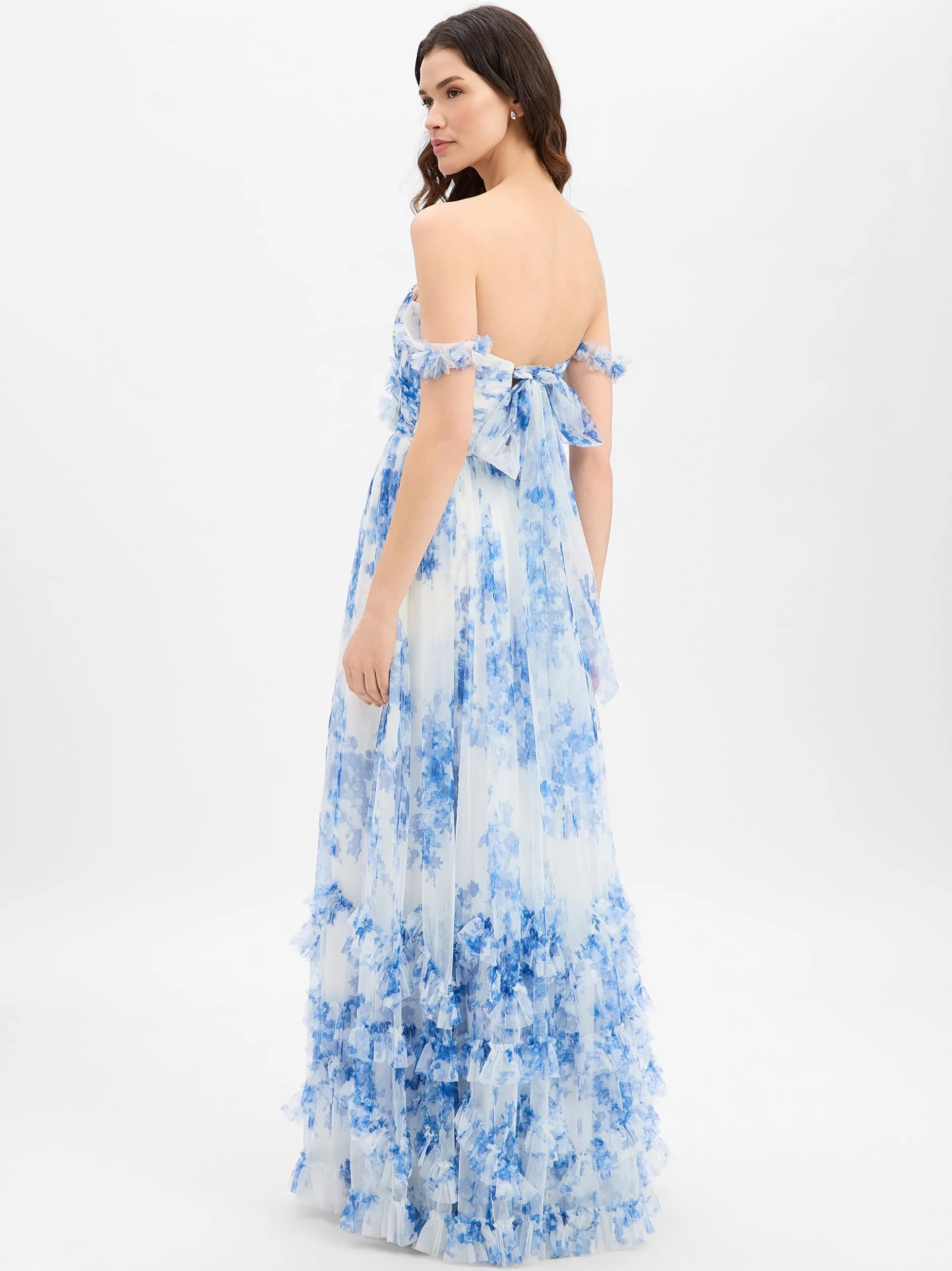 Luxuar Fashion Damen Abendkleid in ecru indigo