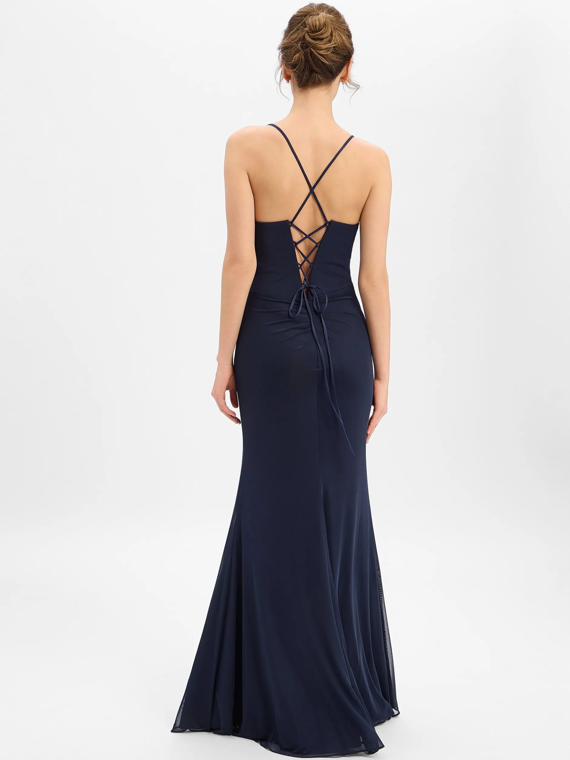 Luxuar Fashion Damen Abendkleid in marine - Länge: lang
