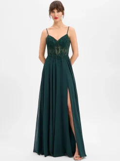 Luxuar Fashion Damen Abendkleid in tanne - Länge: lang