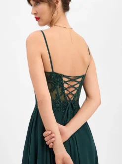 Luxuar Fashion Damen Abendkleid in tanne - Länge: lang