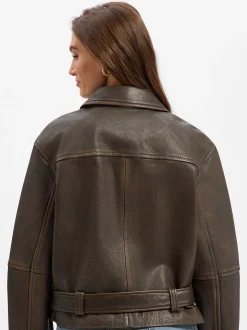 Marc O'Polo Damen Lederjacke in schoko