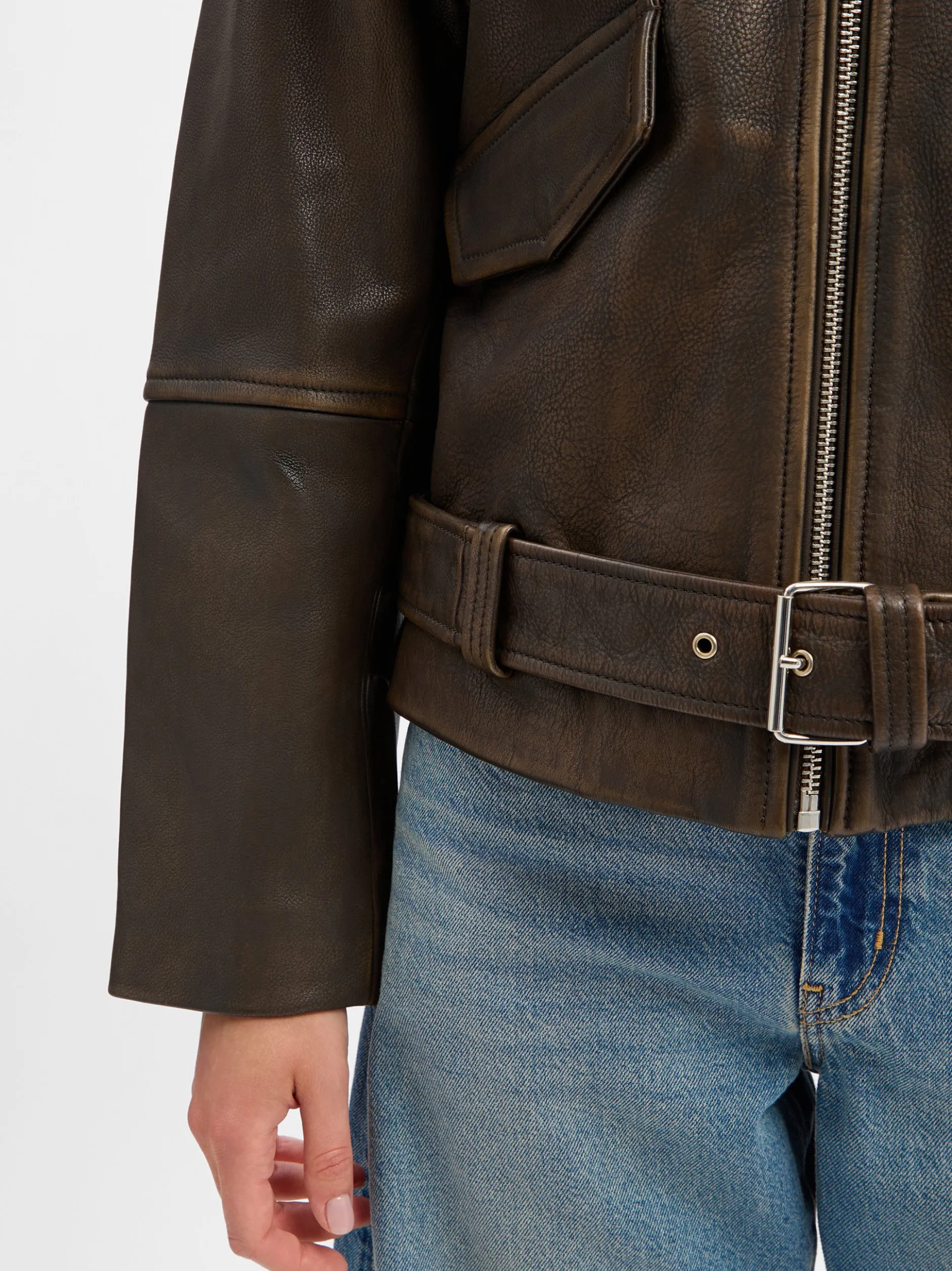 Marc O'Polo Damen Lederjacke in schoko