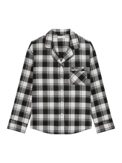 Marc O'Polo Damen Pyjamaoberteil - Cozy Flanell in schwarz