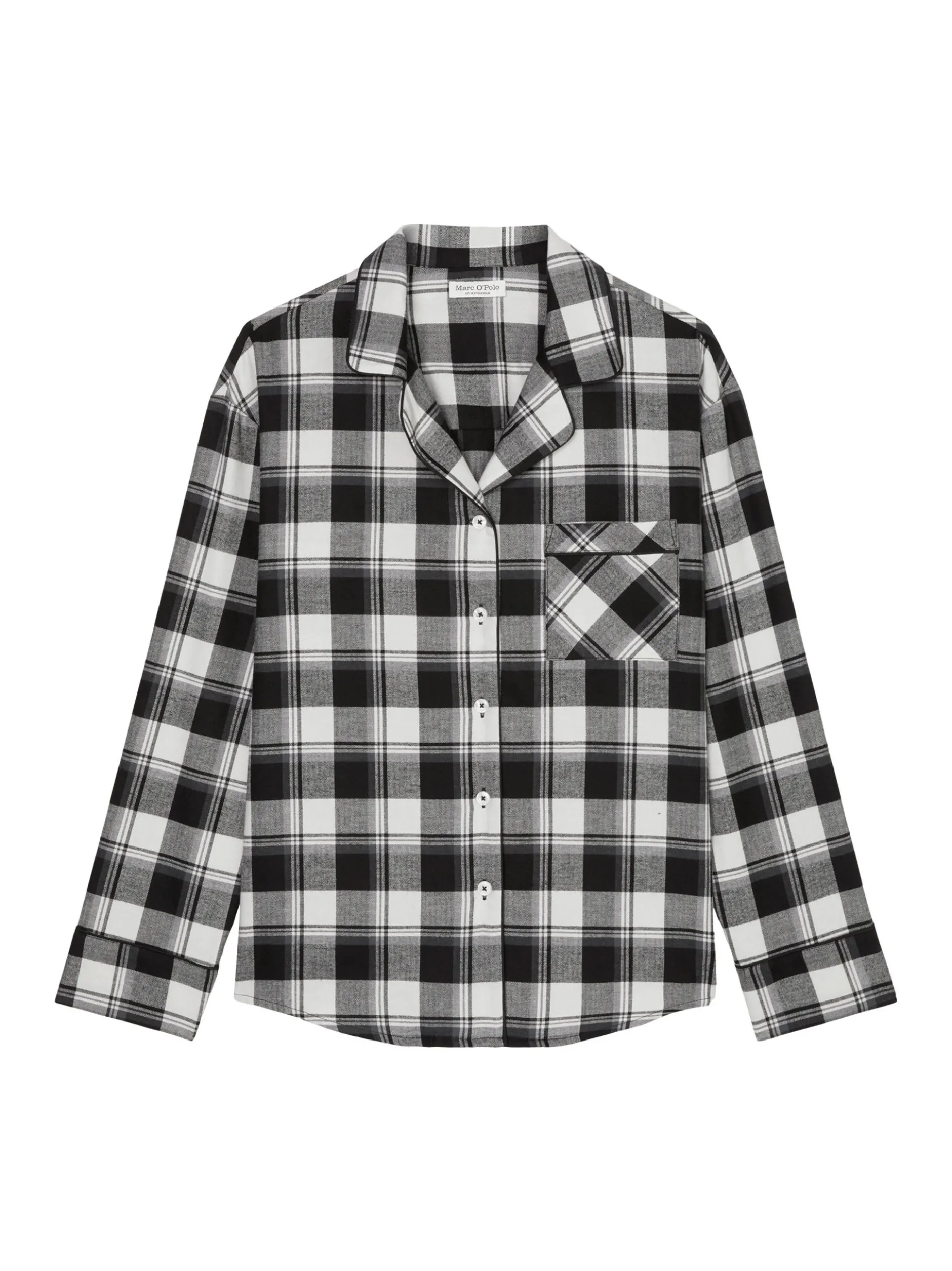 Marc O'Polo Damen Pyjamaoberteil - Cozy Flanell in schwarz