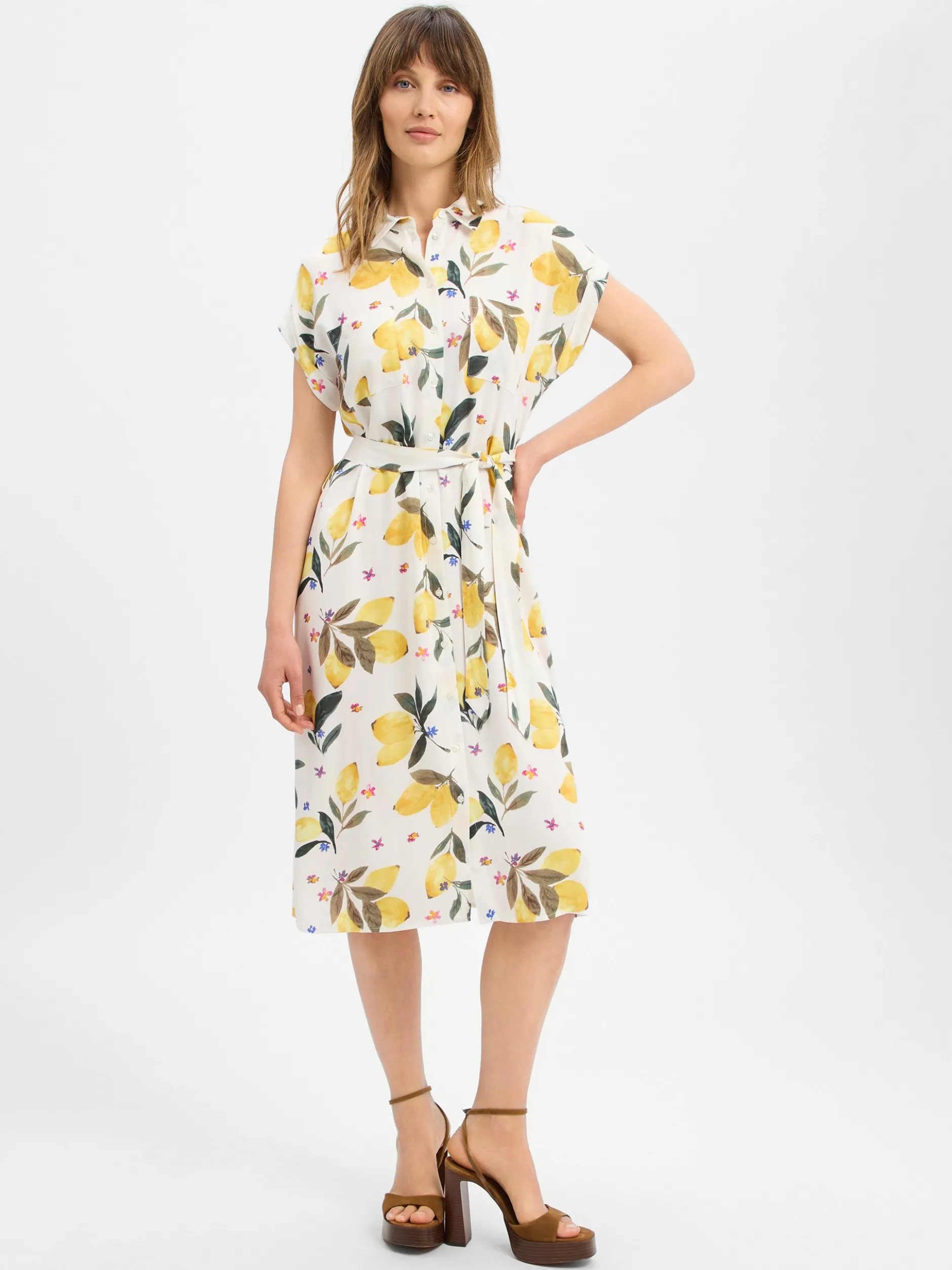 Marie Lund Collection Damen Blusenkleid in ecru gelb
