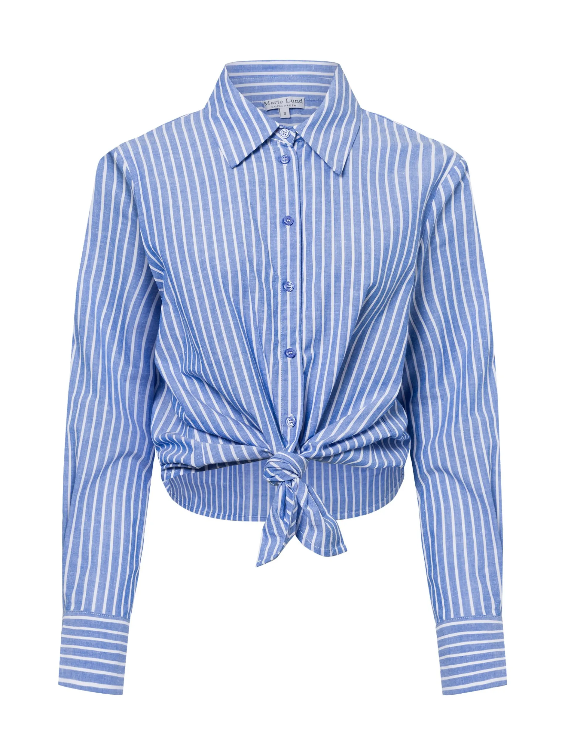 Marie Lund Collection Damen Hemdbluse mit Leinen-Anteil in blau weiß