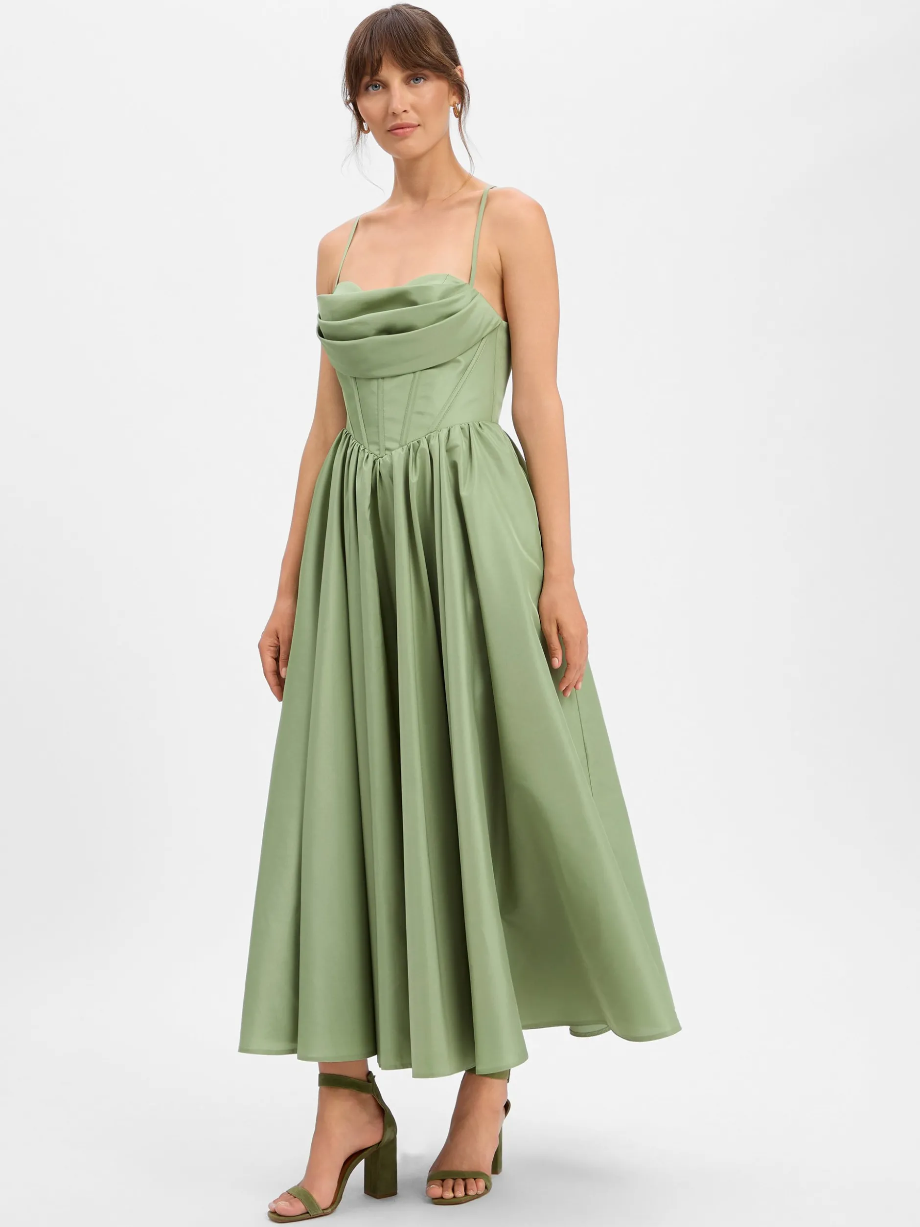 Marie Lund Damen Abendkleid in lind - Ärmel: ohne Arm