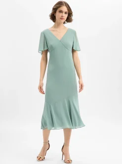 Marie Lund Damen Abendkleid in lind - Ärmel: kurzarm